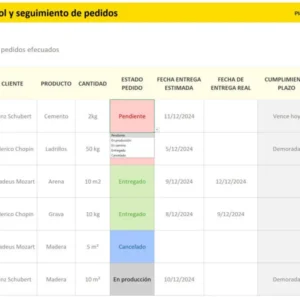 Libro de  excel para venta